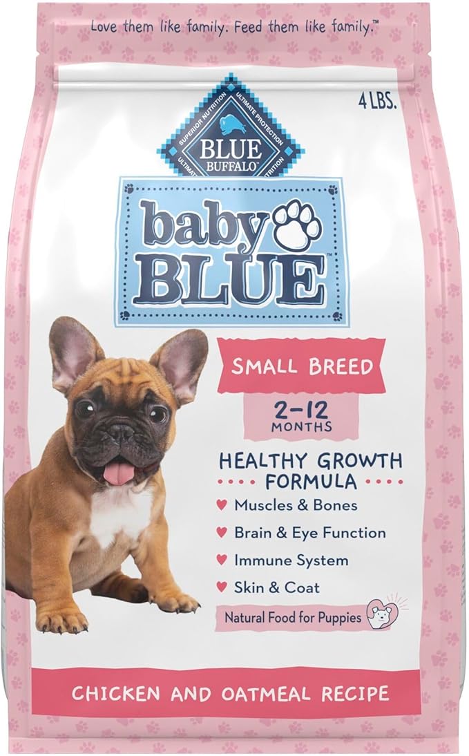 Blue Buffalo Baby Blue Natural Small Breed Puppy Dry Dog Food, Healthy Growth Formula with DHA, Chicken and Oatmeal Recip...
