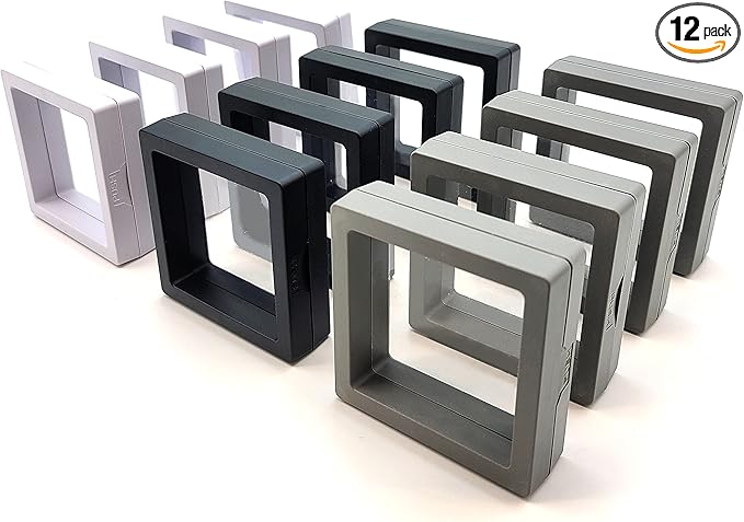 12PCS 3D Floating Frame Display Stand, Jewelry Box, Gift Box, Ornament Organizer, Small Travel Jewelry Box, PE Film Anti-O...