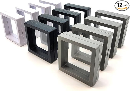 12PCS 3D Floating Frame Display Stand, Jewelry Box, Gift Box, Ornament Organizer, Small Travel Jewelry Box, PE Film Anti-O...