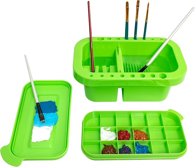 MyLifeUNIT Paint Brush Cleaner, Paint Brush Holder and Organizers with Palette for Acrylic, Watercolor, and Water-Based Pa...