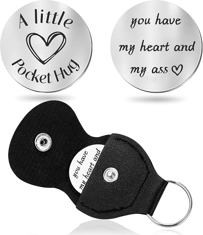 Teniinet Pocket Hug Token Keychain for Men Him, Funny Boyfriend Gifts From Girlfriend, Long-distance Couple Gifts for Husb...