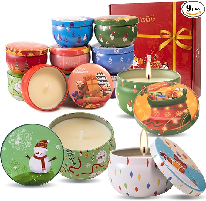 Scented Candles Gifts Set, 9 Pack Scented Candle Set Fragrances Flavor Natural Soy Wax 2.5oz Candles for Christmas Gift, W...