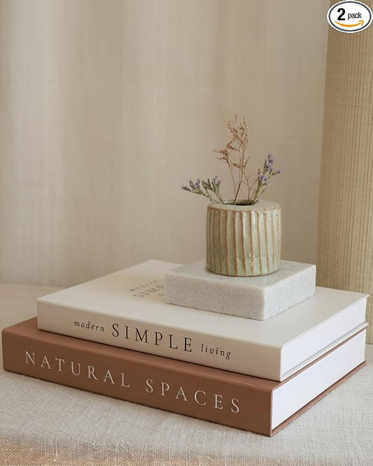 Beautiful Decorative Books - Set of 2 Boxes Enhance Your Coffee Table, Bookshelf or Mantel Shelf Decor - Aesthetic Fake/Fa...