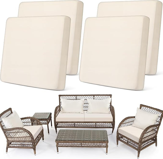 Newwiee Set of 4 Stretch Patio Cushion Covers Sofa Couch Seat Chair Slipcovers Cushion Cover Replacement Furniture Protect...