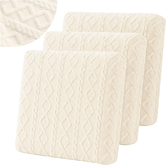 Gilprop 3 Pcs Couch Cushion Covers for Sofa Stretch Jacquard Cable Knit Seat Cover Washable Sofa Slip Covers with Elastic ...