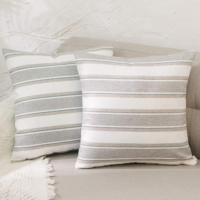 NATUS WEAVER mini Multi Color Stripe Pillow Case Soft Faux Linen Square Decorative Throw Cushion Cover Pillowcase with Hid...