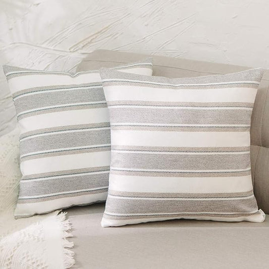 NATUS WEAVER mini Multi Color Stripe Pillow Case Soft Faux Linen Square Decorative Throw Cushion Cover Pillowcase with Hid...