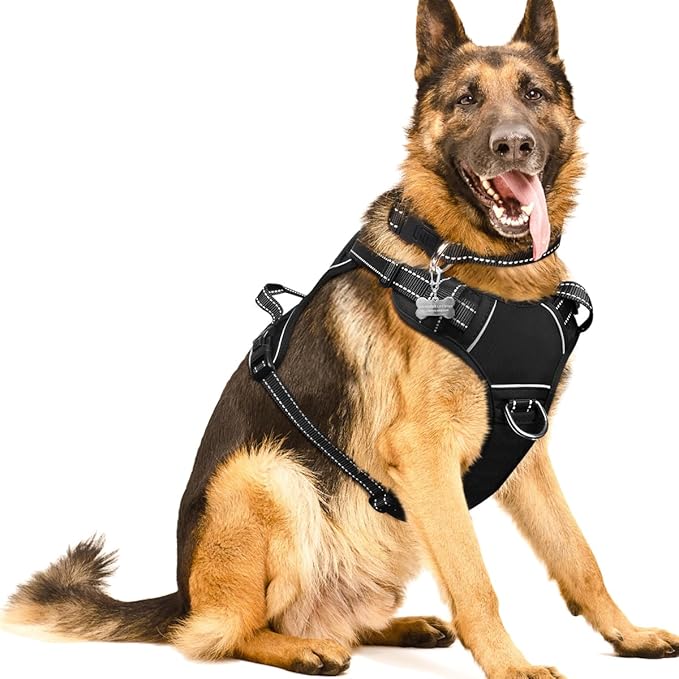 WINSEE Dog/Pet Harnesses No Pull with Dog Collar, Adjustable Reflective Oxford Outdoor Vest, Front/Back Leash Clips for Sm...