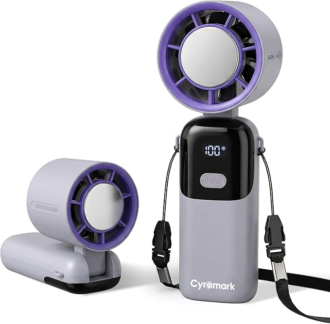 Cyromark Handheld Portable Fan with Ice Cooler - Rechargeable Personal Fan Portable Fast Cooling, Mini Turbo Pocket Fan fo...