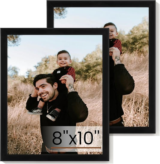 8x10 Picture Frame Set of 2,Display Pictures 8"x10",Black Photo Frame with Shatter Resistant Plexiglass,Picture Frames 8x1...