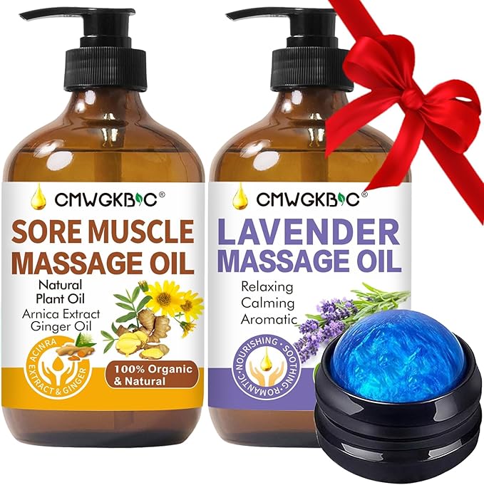 Massage Oil for Massage Therapy,Lymphatic Drainage-Ginger Oil Sore Muscle Arnica Oil &Lavender Oil Relaxing Massage Oils f...