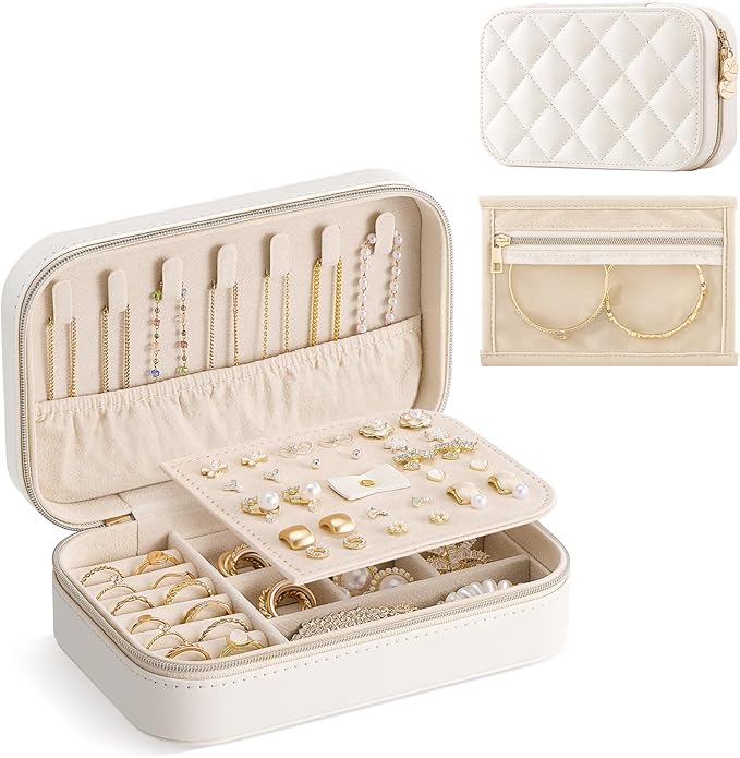Lolalet Travel Jewelry Case for Women Girls, Travel Jewelry Organizer with Clear Storage Bag Small Portable Jewelry Box fo...