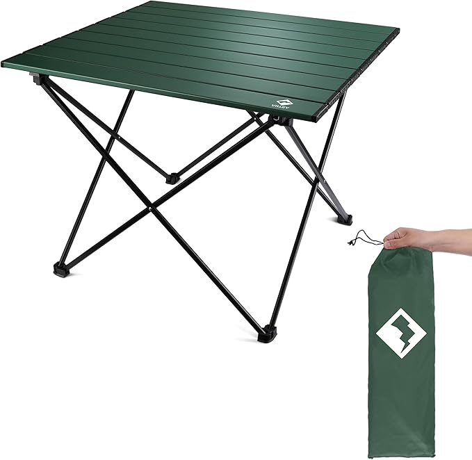VILLEY Portable Camping Side Table, Ultralight Aluminum Folding Beach Table with Carry Bag for Outdoor Cooking, Picnic, Ca...