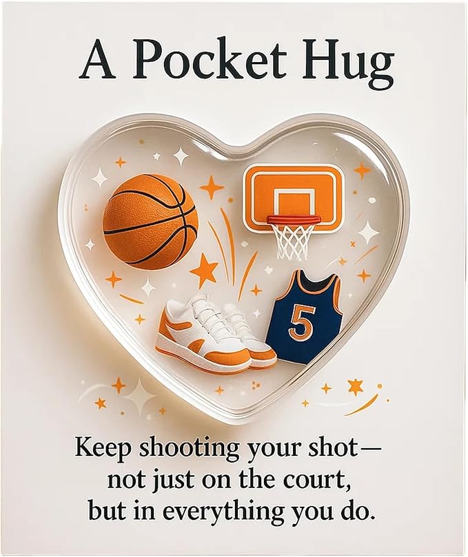 QZAVIRE Sports-Themed Pocket Hug, Heart Shaped Pocket Hug Collection Encouragement Gifts with Card For Sports Enthusiasts