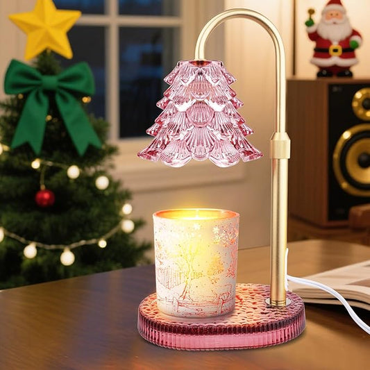 Christmas Tree Shape Candle Warmer Lamp with Timer Dimmable Adjustable Height Wax Warmer Lamp for Jar Candles With 2 Bulb...