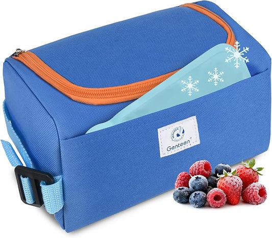 Genteen Small Cooler Bag with Ice Packs,Freezable Lunch Bag Snack Bag,Small Insulated Bag Reusable Lunch Bag Kids with Zip...