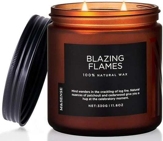 M&SENSE Blazing Flame Warm Winter Scented Candles, 11.6oz 70 Hours Long Lasting Candle for Home Decor Housewarming Gift, 2...