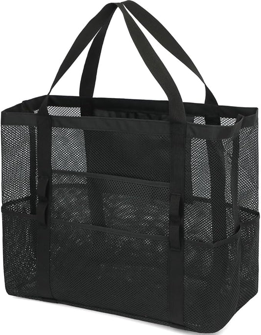 Fammart Mesh Beach Bag for Women, Large Beach Toy Pool Bag with Zipper Pocket, SandProof Cruise Essentials 2026 Family Travel