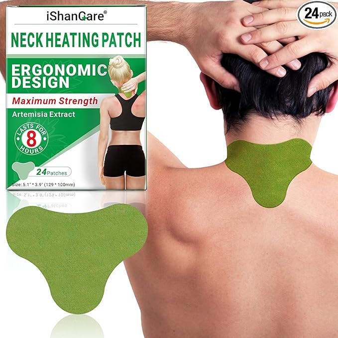 ishancare Neck Patches - 24 Count Warming Herbal Plaster Maximum Strength Heat Patches, 8 Hours Deep Heating Extra Strengt...