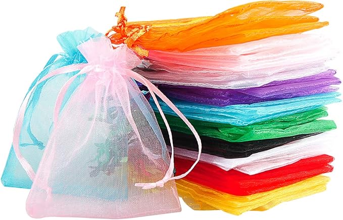 Meowoo 100PCS Organza Bags, 3x4in Small Mesh Bags Drawstring for Jewelry, Candy, Christmas, Sachets, Festivals, Bathroom S...