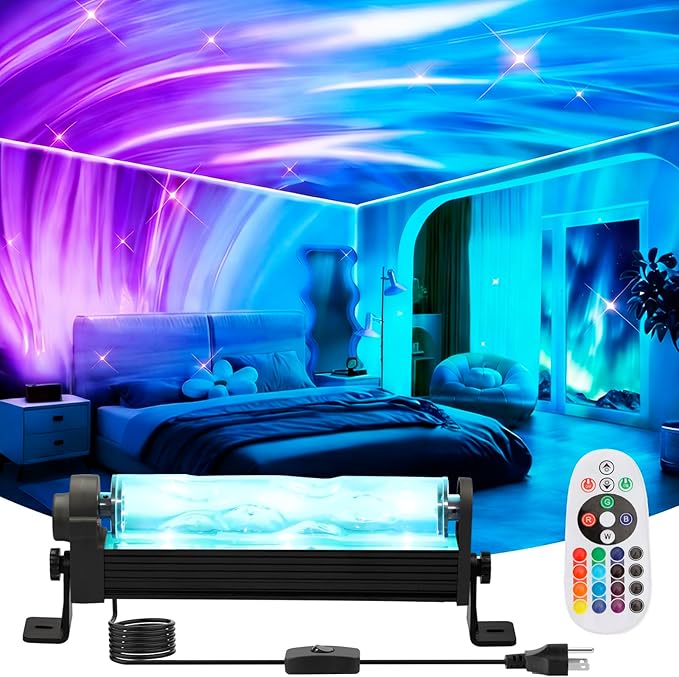 10.7inch Ocean Wave&Aurora Projector Light, Birthday Gifts for Women Teen Boys Girls Valentines Day Dynamic 15W Northern L...