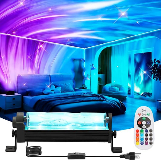 10.7inch Ocean Wave&Aurora Projector Light, Birthday Gifts for Women Teen Boys Girls Valentines Day Dynamic 15W Northern L...