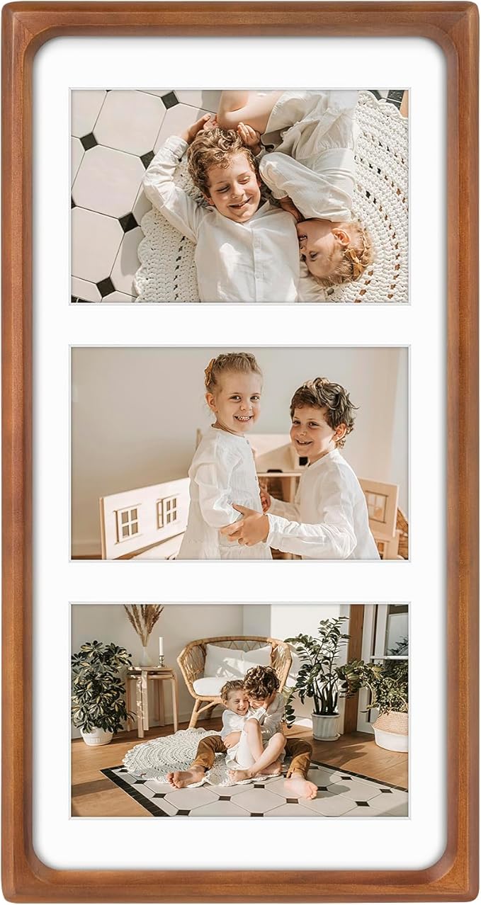 Golden State Art, 4x6 Collage Picture Frame - Solid Wood with Real Glass - Multi Picture Frame for (3) 4x6 Photos or One 7...