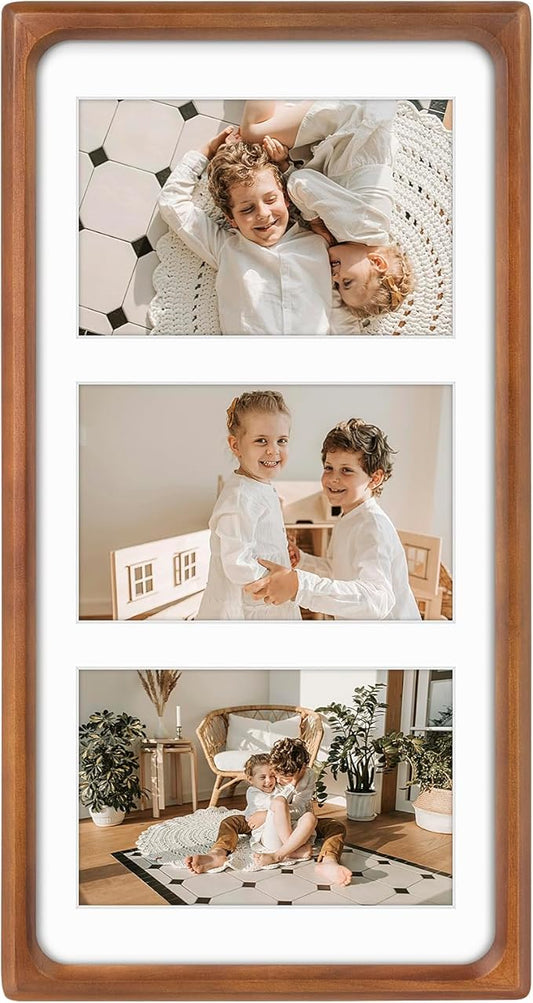 Golden State Art, 4x6 Collage Picture Frame - Solid Wood with Real Glass - Multi Picture Frame for (3) 4x6 Photos or One 7...