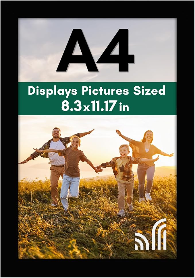 Americanflat A4 Picture Frame with Shatter-Resistant Glass - 8.3x11.7 Frame with Engineered Wood - Signature Collection - ...