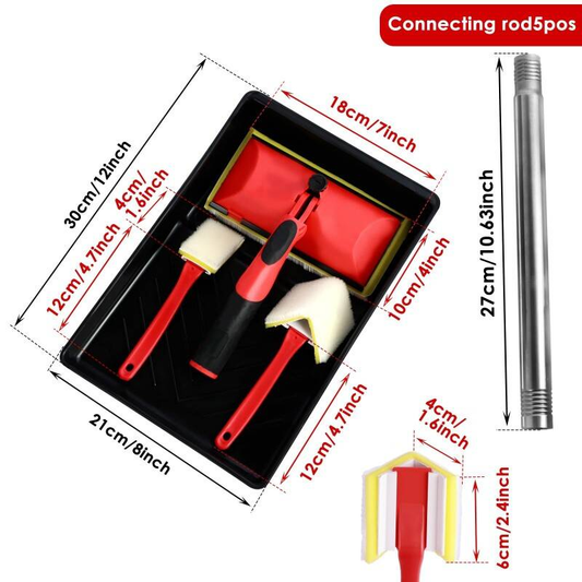 Paint Pad Set With Angled Head & 124cm Pole  Multi-Angle Adjustable Paint Pads For Walls And Ceilings  All-in-One Painting Tools Kit Inc. Corner Paint Pads, Tray & Decorating Tools For Flawless Edge