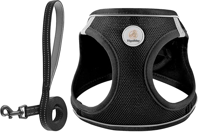 Hipubby Dog Harness and Leash Set, No Pull Soft Mesh Puppy Harness for Small Medium Dogs, Cats - Step in Reflective Breath...