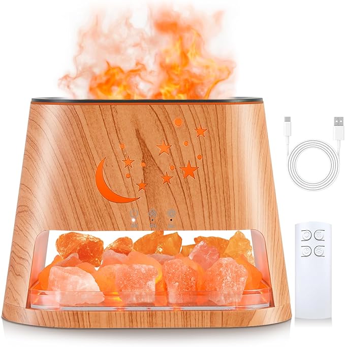 Essential Oil Diffuser : 260ml Aromatherapy Diffuser & Himalayan Salt Lamp with Remote Control & Timer,Cool Mist Humidifie...