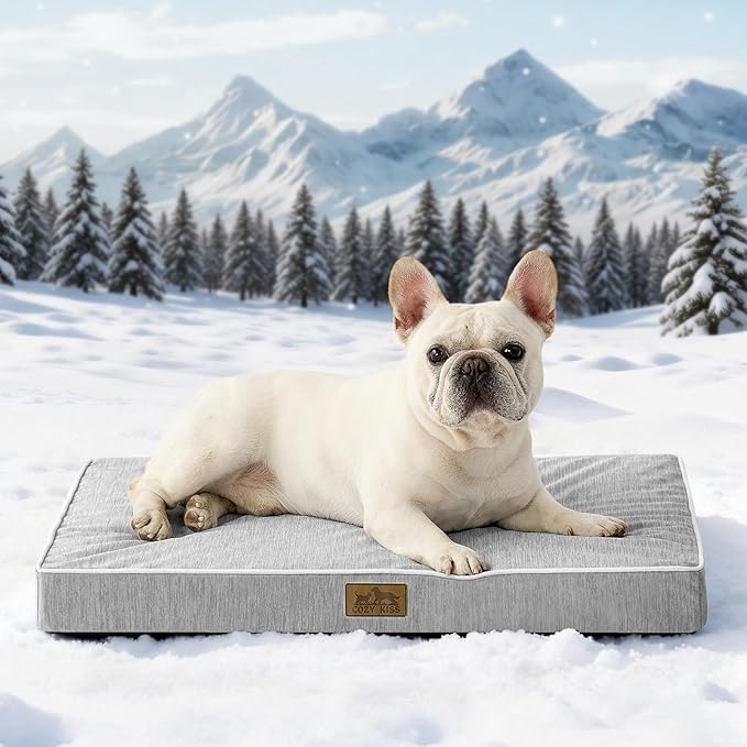 COZY KISS Cooling Dog Bed for Crate, Waterproof Dog Crate Mat with Removable Washable Cover, Orthopedic Egg Crate Foam Sup...