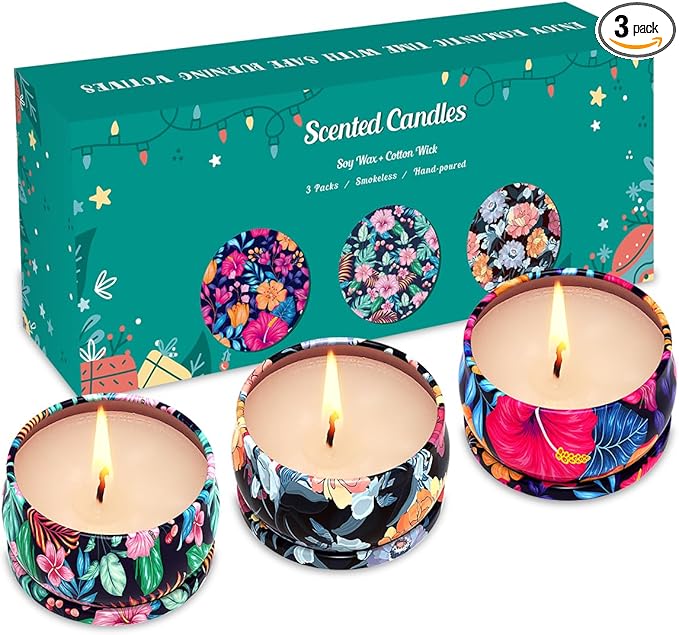 3 Pack Scented Candles Gift, 2.5 oz Aromatherapy Candles for Home Scented, Natural Soy Candles Stress Relief Gift for Wome...