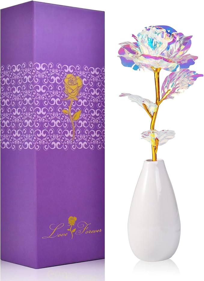 Tmacker Mothers Day Mom Gifts for Women Grandma - Artificial Rose Flowers with Vase Birthday Gifts for Mom Wife Her Valent...