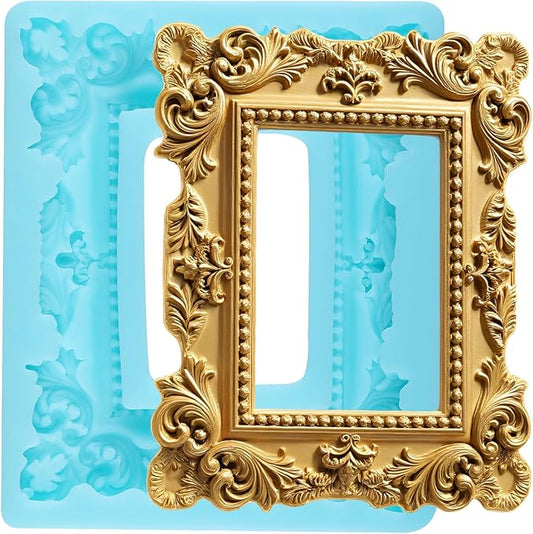 YABONAN Photo Frame Fondant Molds Picture Frame Silicone Mold for Cake Decorating Cupcake Topper Chocolate Candy Gum Paste...