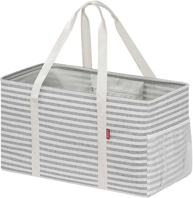 LHZK Standing Extra Large Utility Tote Bag with Metal Wire Frame and the Sides Rinforced, Extra Large Tote Bag with Handl...