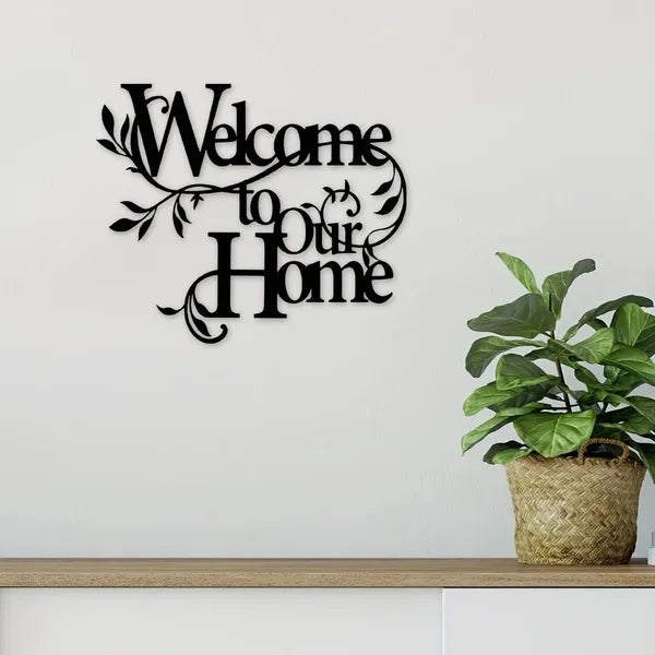 CIFbuy Iron 'Welcome To Our Home' Floral Wall Art, Cozy Style Wall Hanging, Entryway Home Decor - TikTok, Temu, Self-pickup Available
