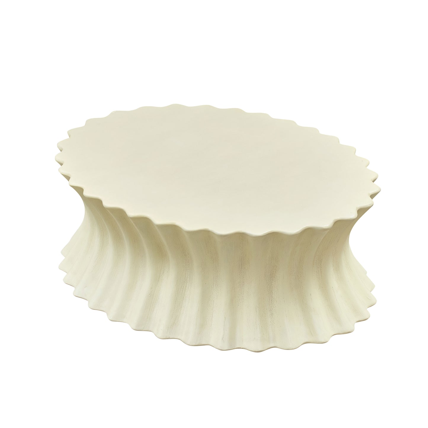 35.04 Inch Oval Coffee Table Vintage Sturdy Fiberglass Table For Living Room Apartment Office No Need Assembly Beige