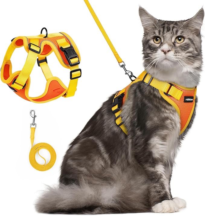rabbitgoo Cat Harness and Leash Set, Escape Proof Soft Adjustable Vest Harnesses for Outdoor Walking, Easy Control Breatha...
