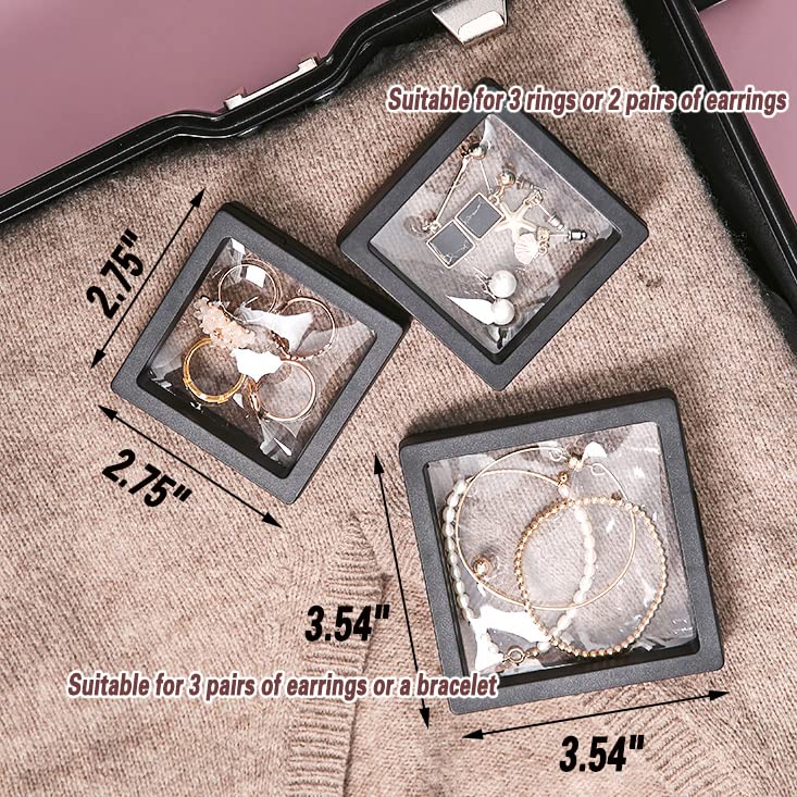 12PCS 3D Floating Frame Display Stand, Jewelry Box, Gift Box, Ornament Organizer, Small Travel Jewelry Box, PE Film Anti-O...