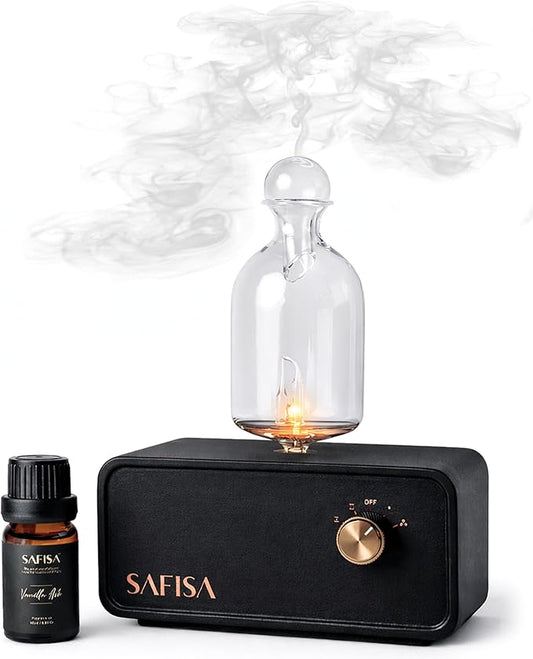 SAFISA Waterless Essential Oil Diffuser, Nebulizing Cold Air Scent Diffuser for Home, 700 Sq. Ft., Portable Glass Waterles...