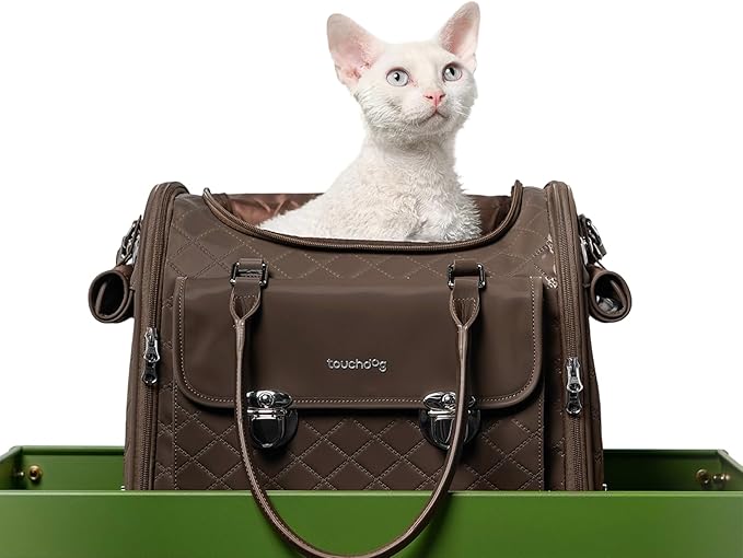 Touchdog Pioneer Light Luxury Pet Carrier Backpack, Airline-Approved Dog Soft-Sided Carriers with High-End Leather & Venti...