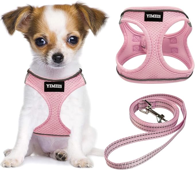 YIMEIS Dog Harness and Leash Set, No Pull Soft Mesh Pet Harness, Reflective Adjustable Puppy Vest for Small Medium Large D...