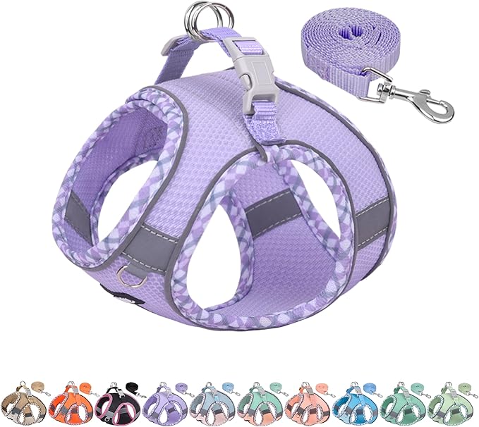 AIITLE Tiny Dog Harness - Lightweight Mesh Step-in Vest for Puppy, Reflective & Escape-Proof Design with High-Stick Magic ...
