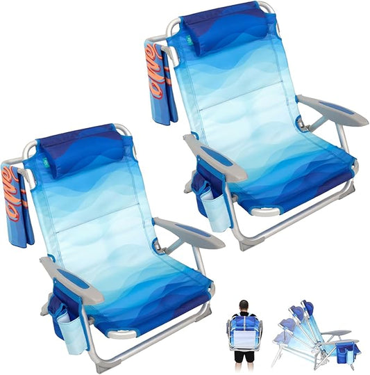 #WEJOY Beach Chair for Adults, Reclining Adjustable Position,Lay Flat Lightweight Folding Portable Aluminum Chair with Bac...