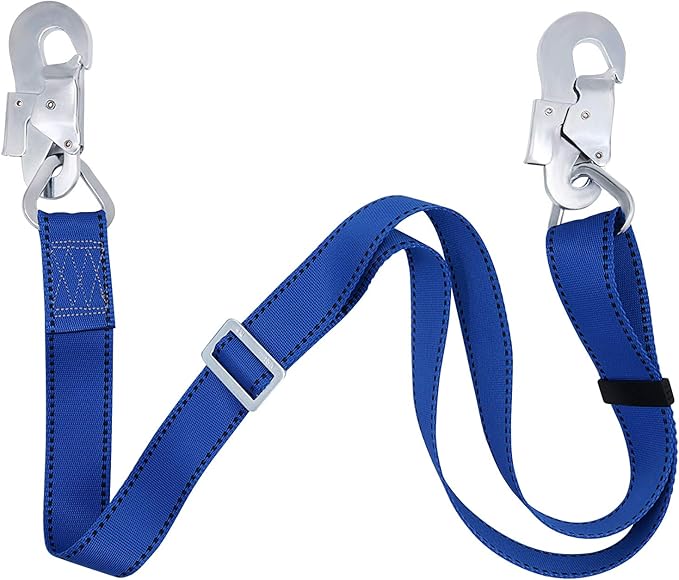 Safety Harness Lanyard, Fall Protection Lanyard and Safety Belt Adjustable,from 4-Feet to 6-Feet Outdoor Tree Climbing Bel...