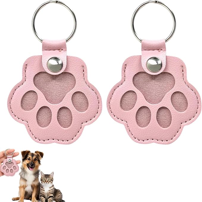 YONNAXO Pet Memorial Gifts for Cat Dog Cute Leather Paw Keychain Pet Hair Keepsake Keyring for Bag Purse Paw Charm Key Holder