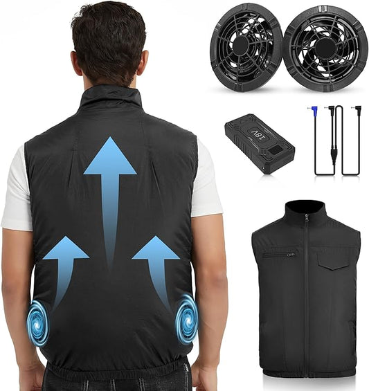 Foiueyga Cooling Vest for Men Women with 20000mAh Battery, 2pcs Fan 18V Electric Air Conditioned Vest for Hot Weather Outdoor