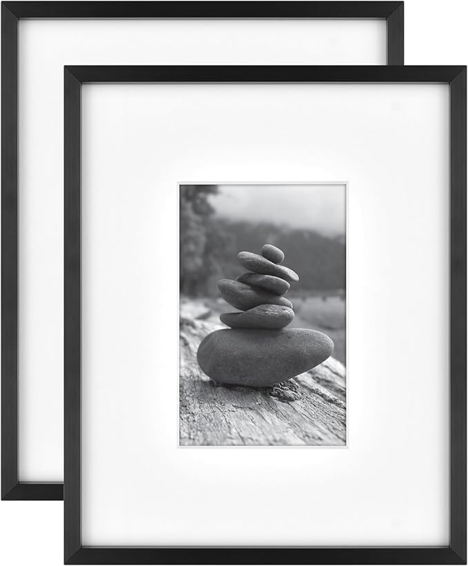 MCS Master & Co. Foundry Metal 8x10 Matted Picture Frame with 4x6 Photo Display, Black Vertical & Horizontal Wall Hanging ...